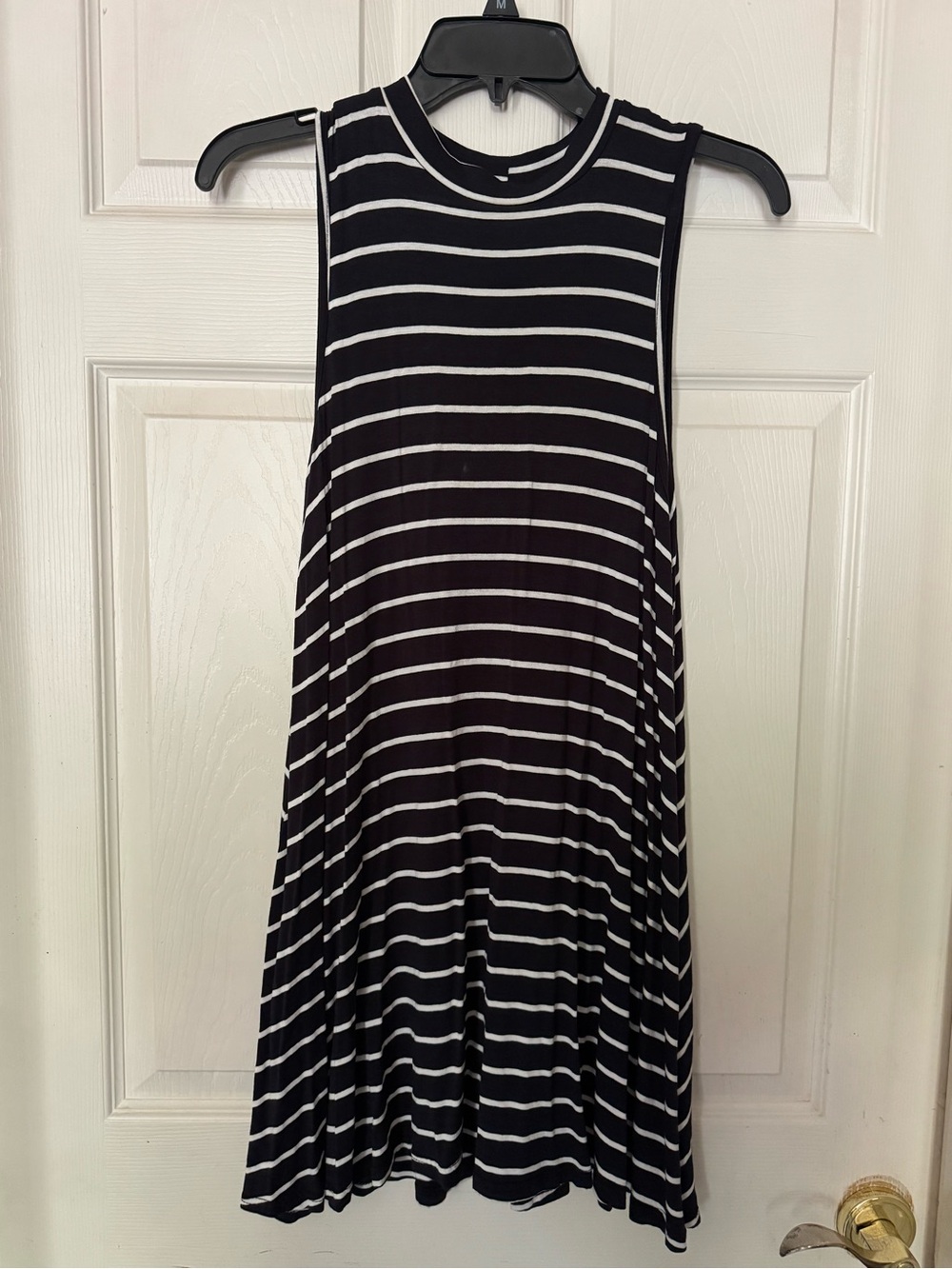 Hot Kiss Black and White Striped Sleeveless Mini Dress